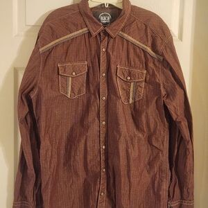 BKE Men’s XL Chocolate Brown Western Pearl Snap Shirt